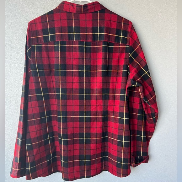 LL Bean red black plaid flannel button down long sleeve shirt Men’s Sz XL - Picture 2 of 5